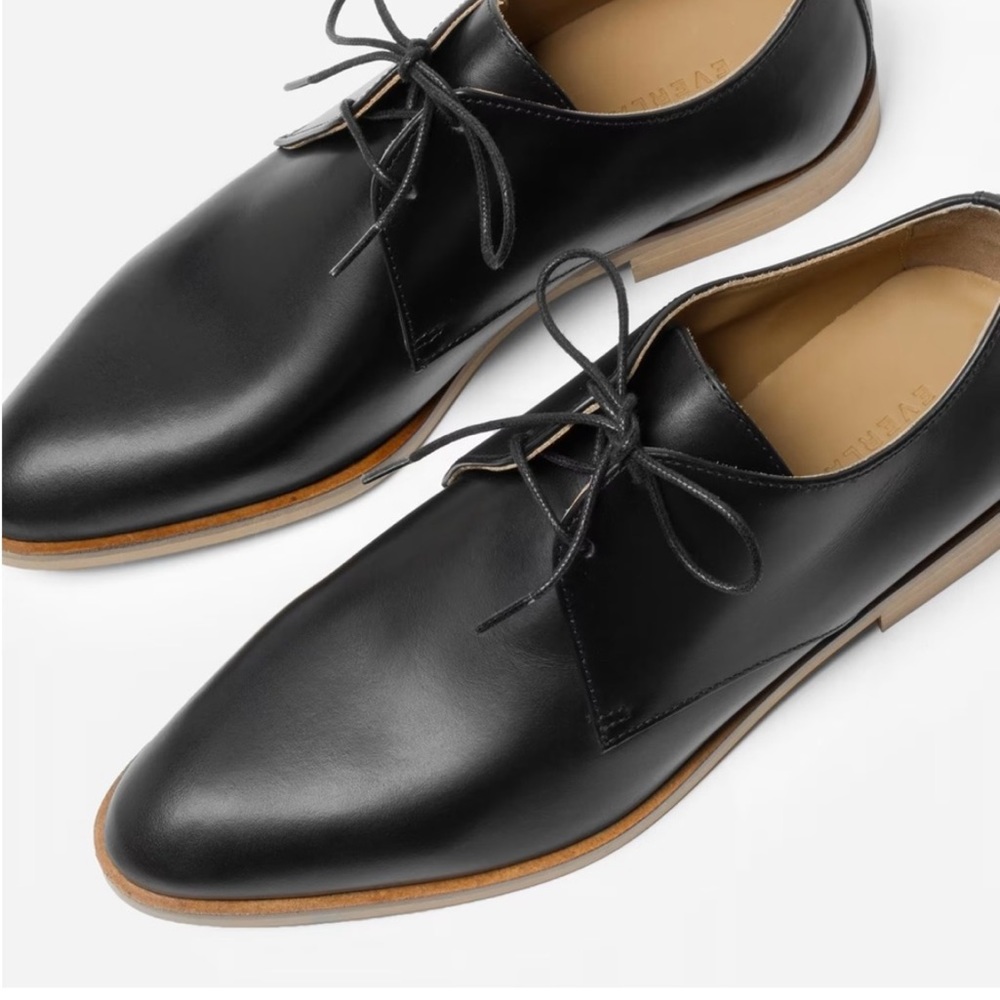 Everlane Modern Oxford in Black Leather - Size 7.5